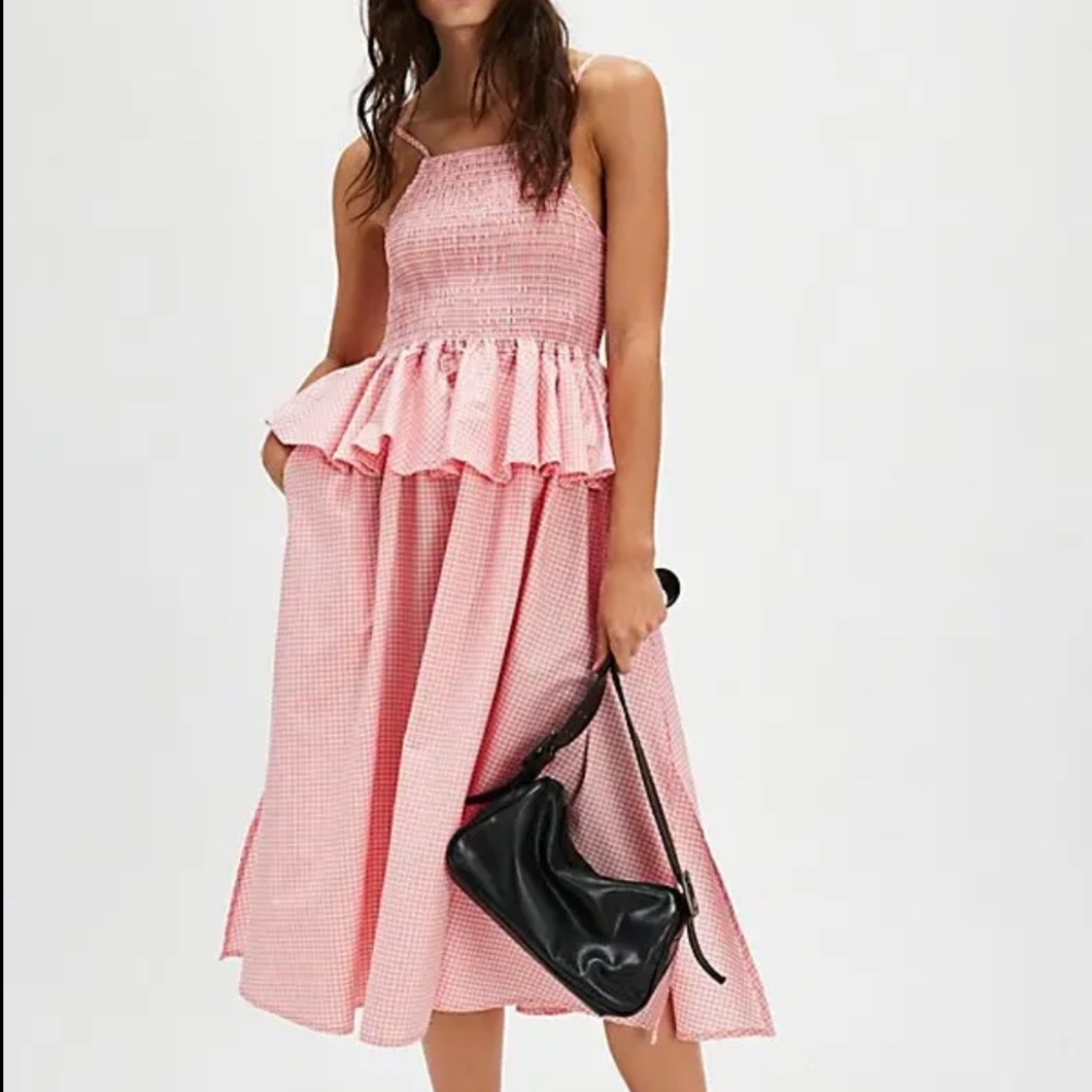 Et Tiger 'Una' Midi Dress in Pink Gingham (NWT)